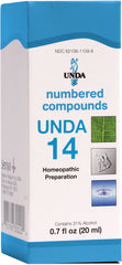 UNDA 14 Numbered Compounds bottle front view for daily dosing.