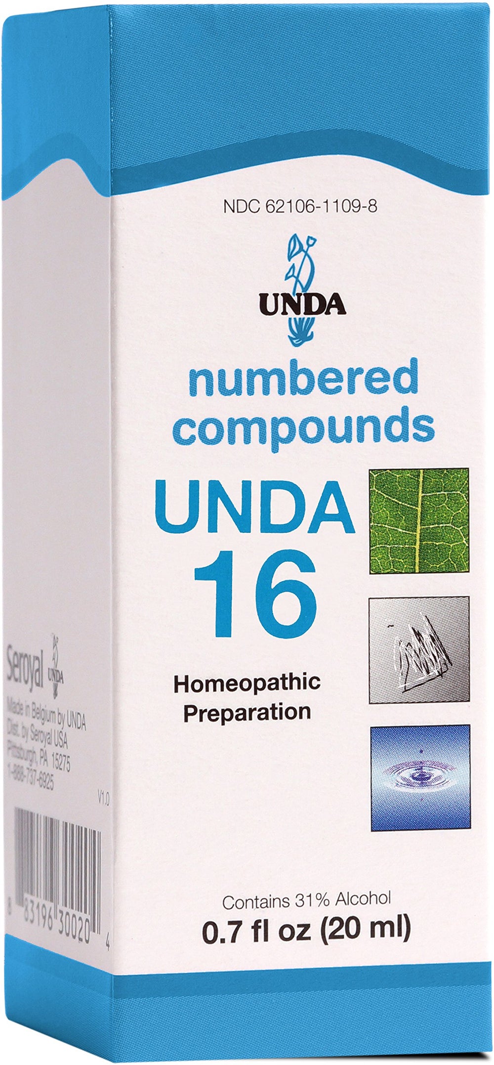 UNDA 16 Numbered Compounds bottle ready for toxin drainage support