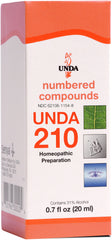 UNDA 210 Numbered Compounds bottle close-up showing biodynamic ingredients for potential wellness support.