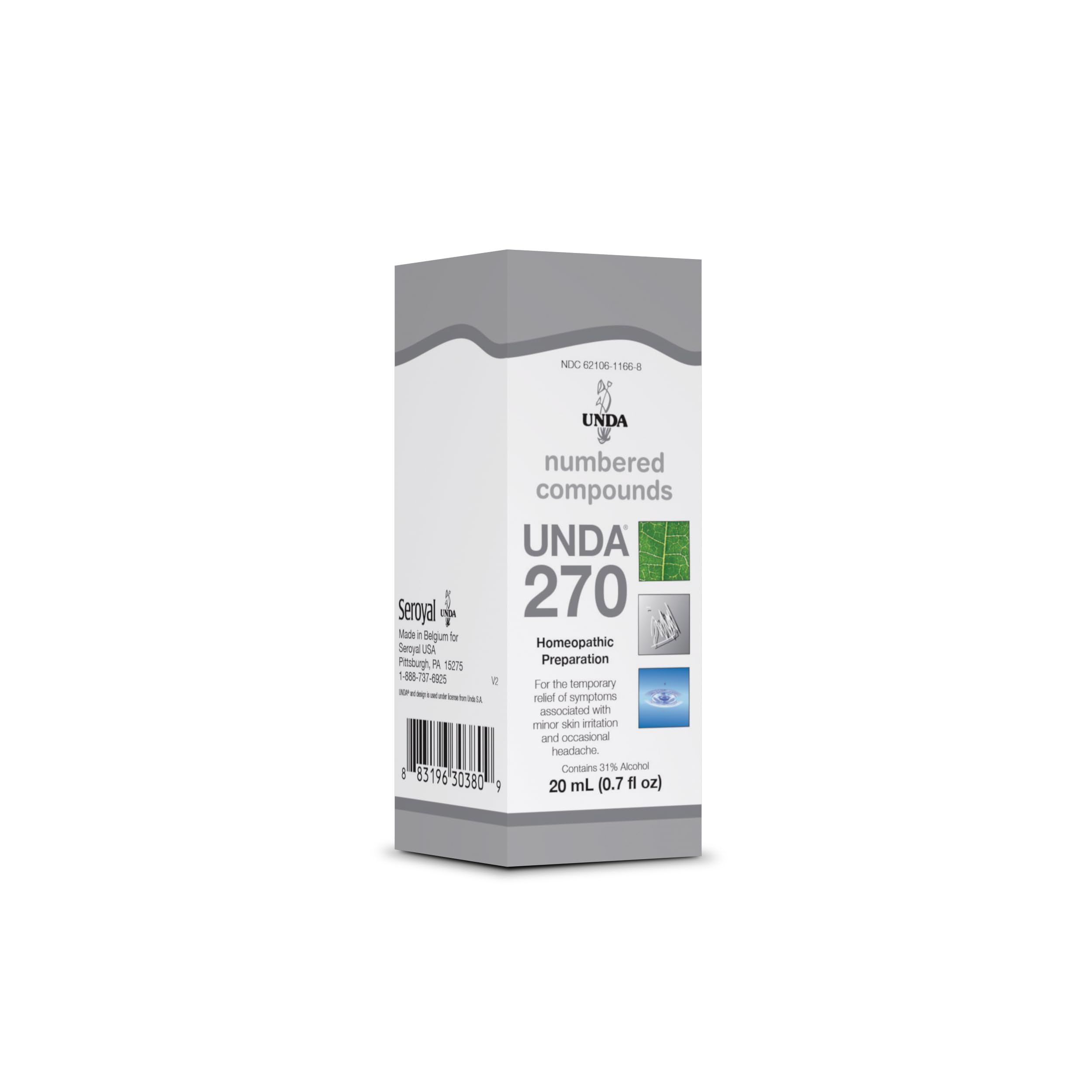 UNDA 270 Numbered Compounds bottle, convenient dosing for home use.