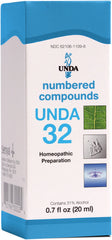 UNDA 32 Numbered Compounds bottle label shows branding and usage guidance for safe at-home use