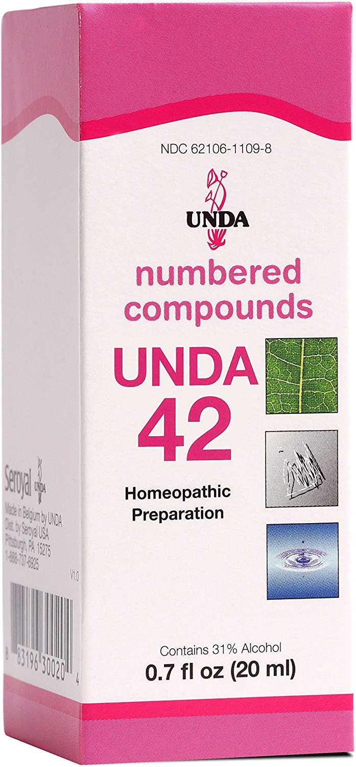UNDA 42 Numbered Compounds bottle close-up for holistic support and organotropic action.