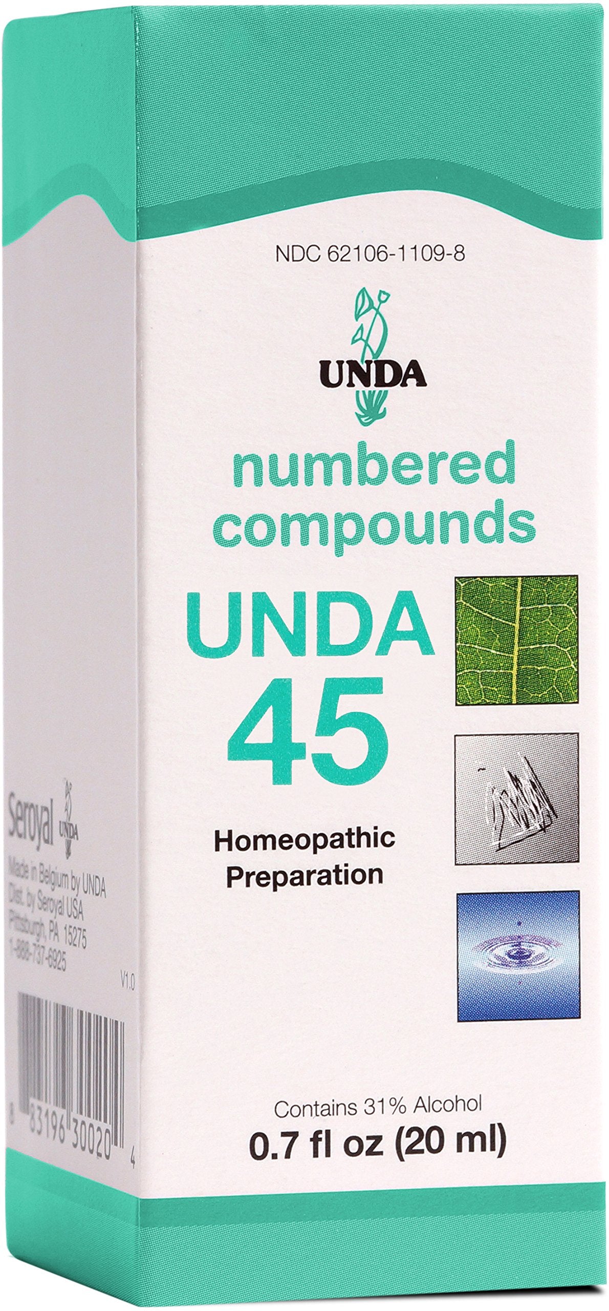 UNDA 45 Numbered Compounds bottle front view for everyday wellness support