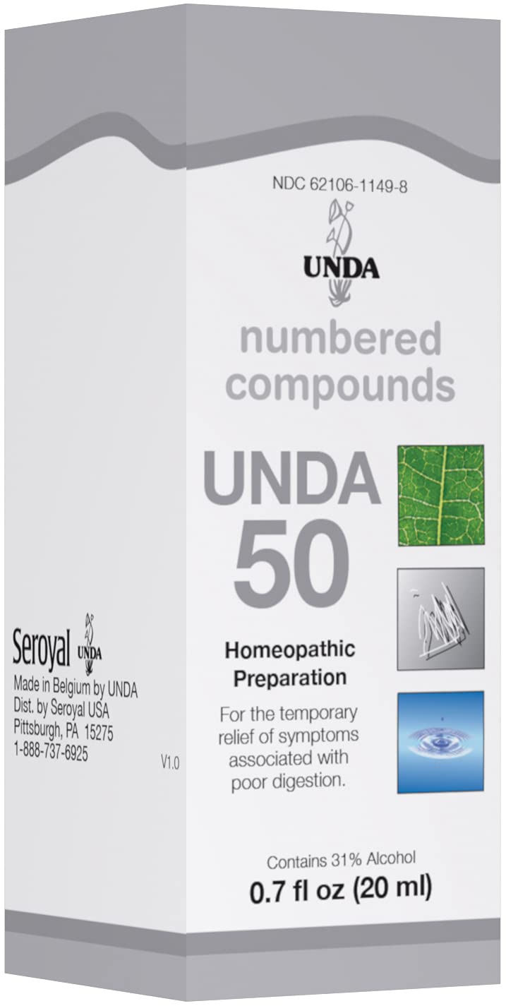 UNDA 50 Numbered Compounds bottle label clearly displays branding and dosage cues for quick reference