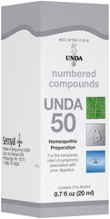 UNDA 50 Numbered Compounds bottle label clearly displays branding and dosage cues for quick reference