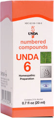 UNDA 6 Numbered Compounds bottle front view for holistic wellness support.