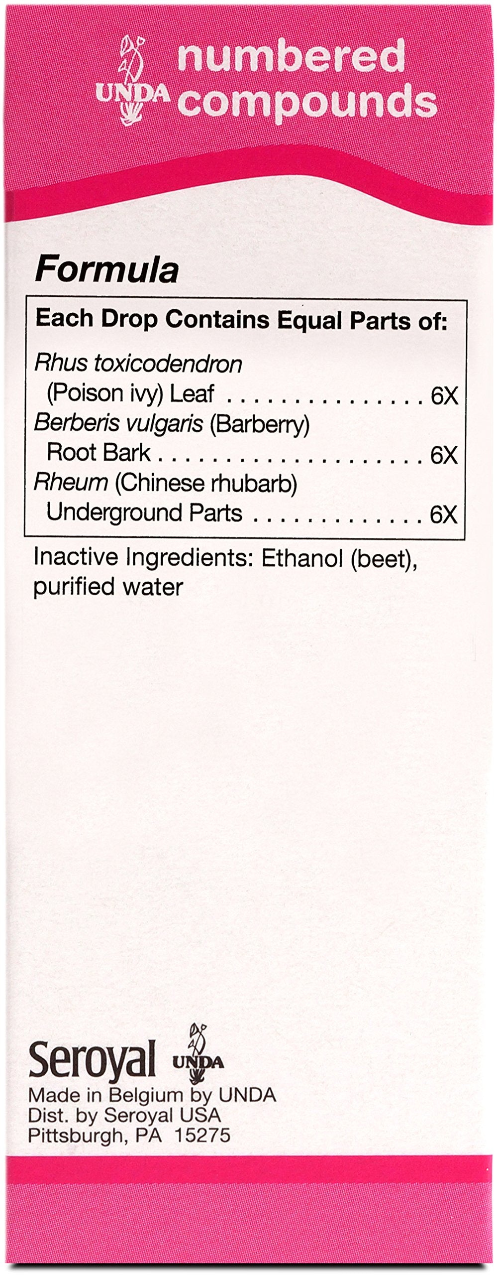 UNDA 600 Numbered Compounds label highlights biodynamic ingredients blend