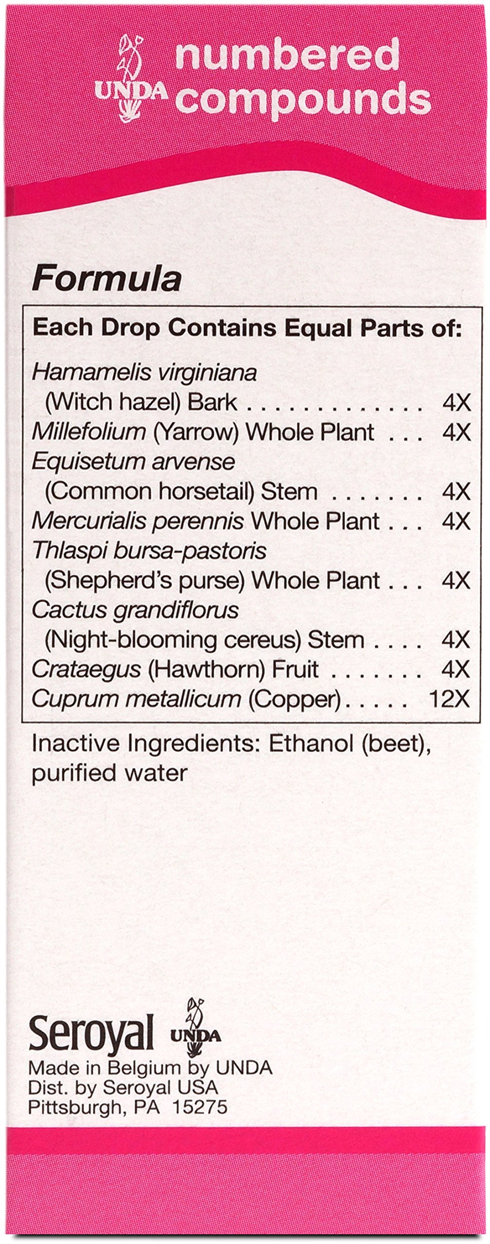 UNDA 8 Numbered Compounds label close-up; highlights biodynamic materials.