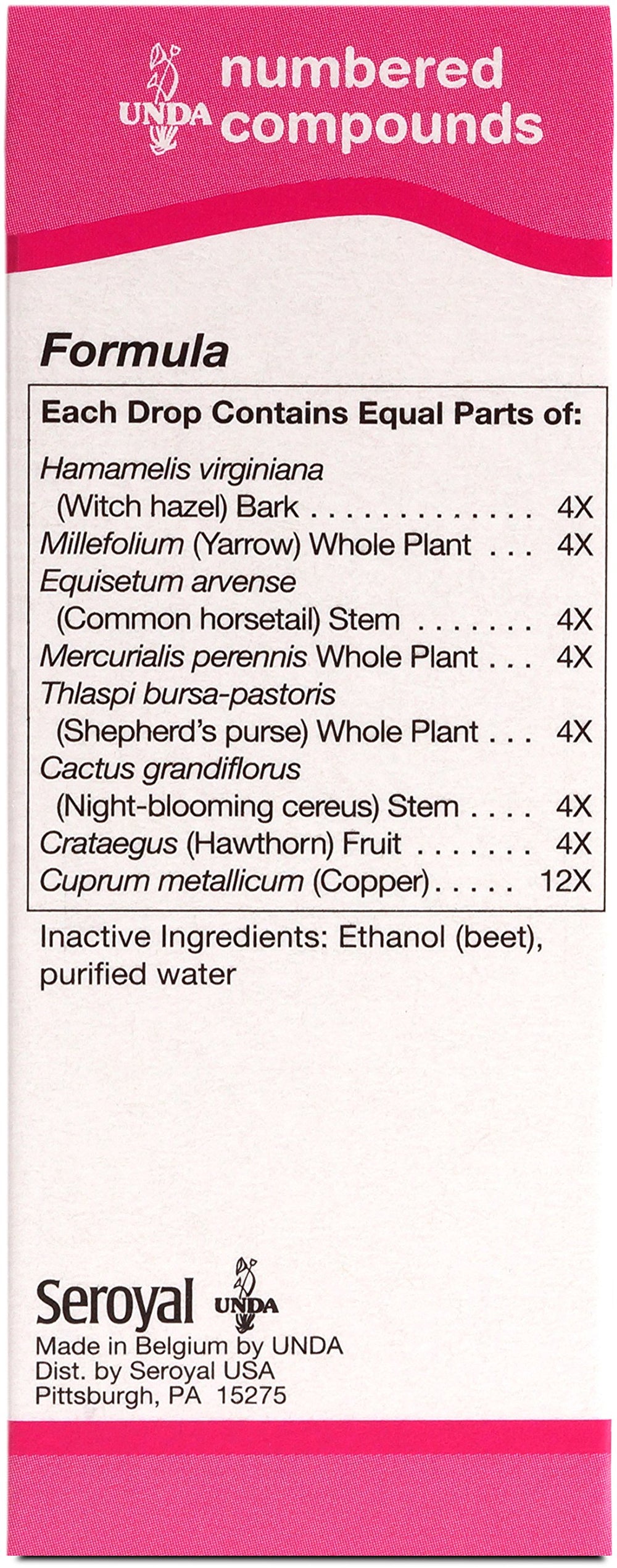 UNDA 8 Numbered Compounds label close-up; highlights biodynamic materials.