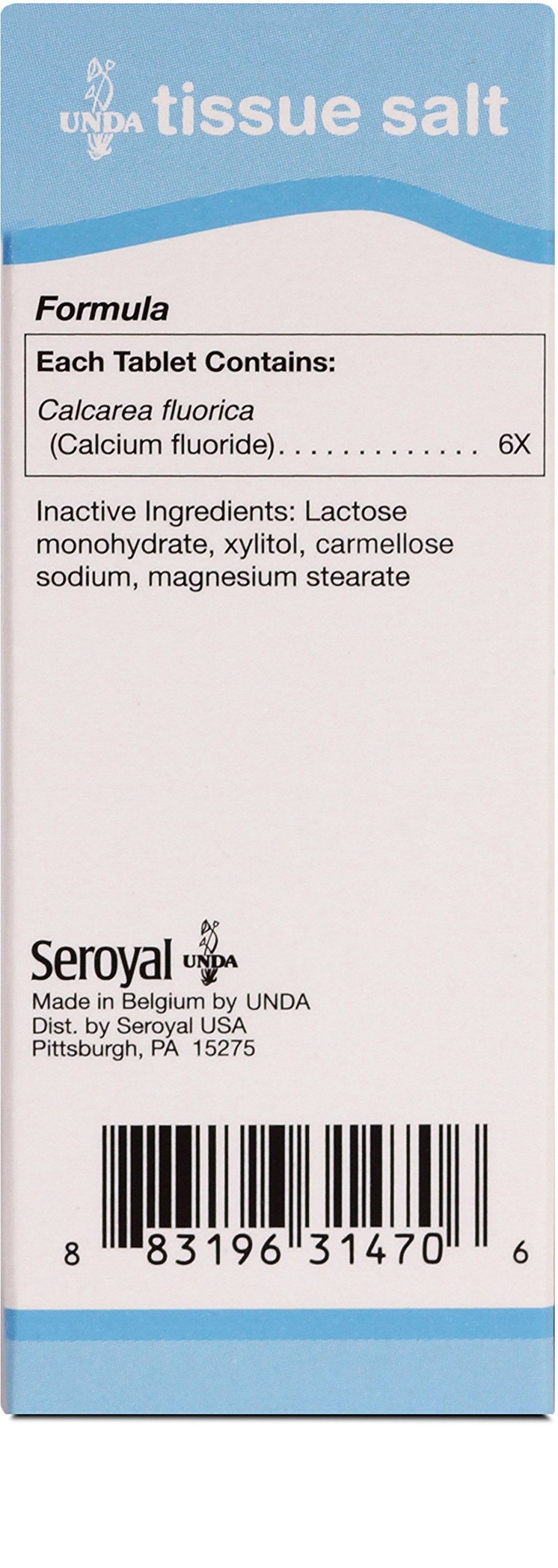UNDA Calcarea Fluorica 6X bottle close-up highlighting pure biodynamic formulation.