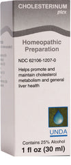 UNDA Cholesterinum Plex bottle with dropper for convenient daily dosing.