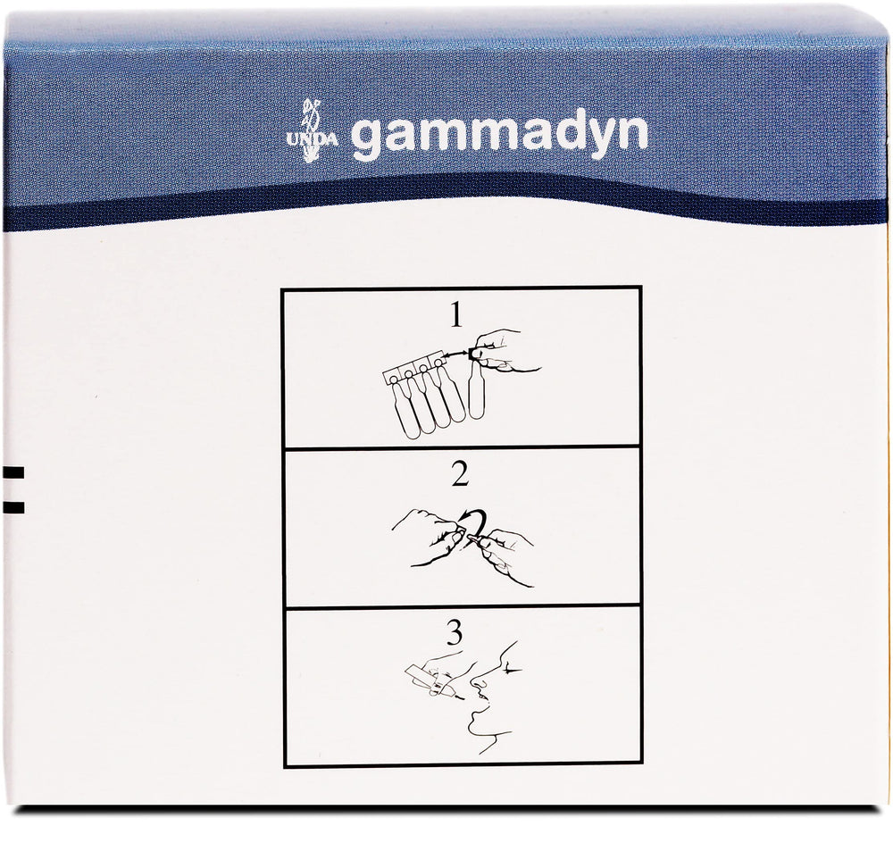 UNDA GAMMADYN Mn dosage ampoules illustrating precise small-dose administration.