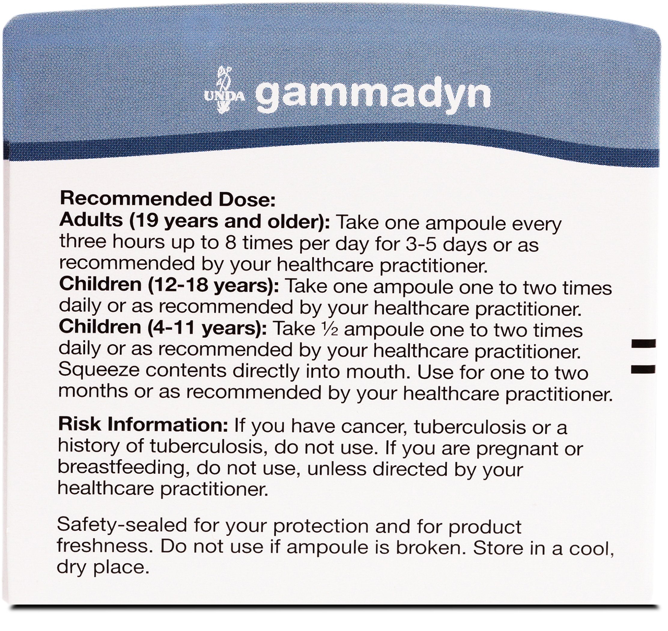UNDA GAMMADYN Mn packaging label emphasizing purity and biodynamic sourcing.