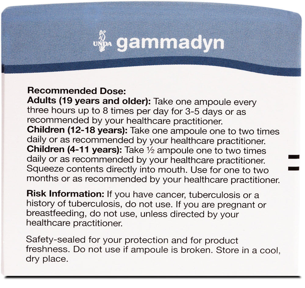 UNDA GAMMADYN Mn packaging label emphasizing purity and biodynamic sourcing.