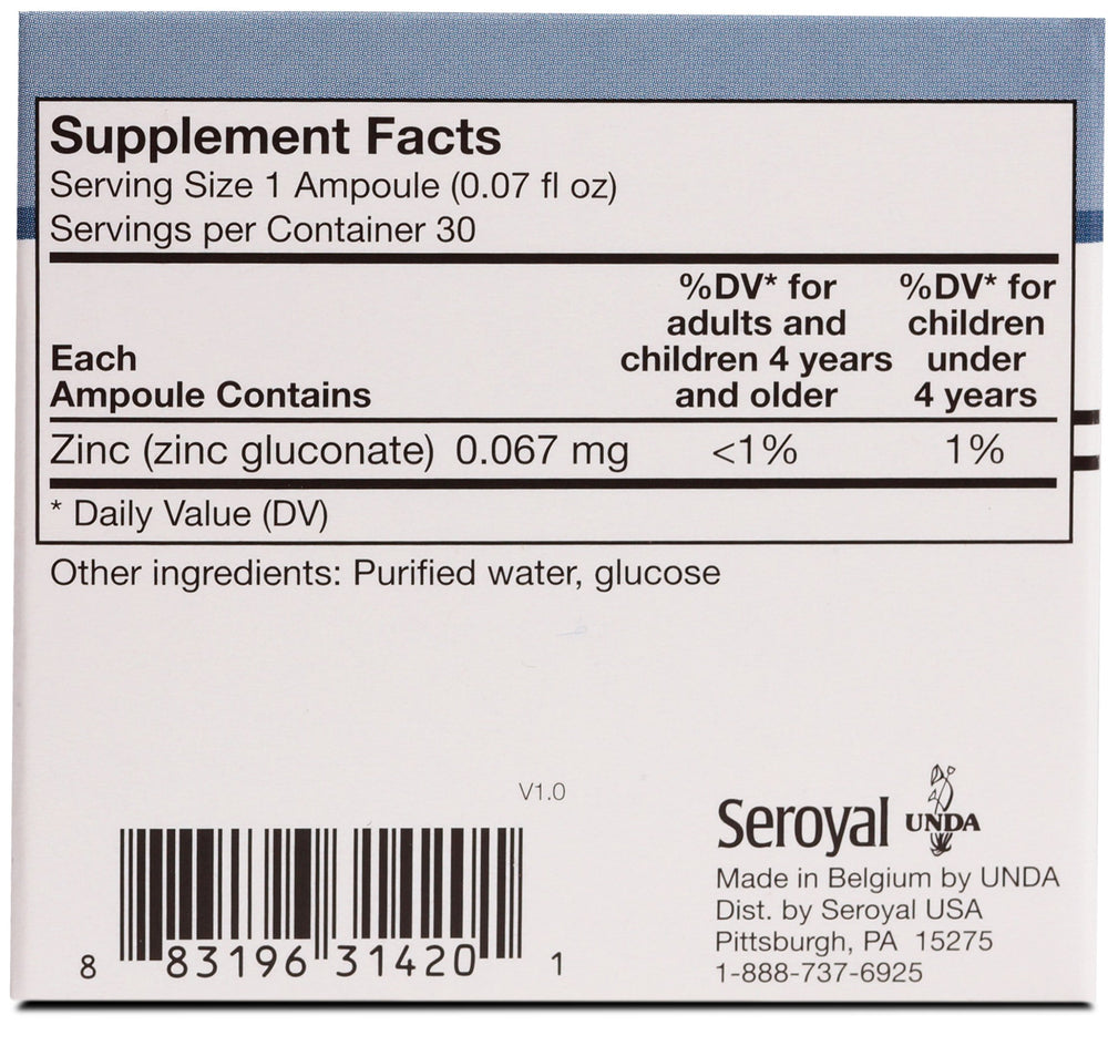 UNDA Gammadyn Zn ampoules pack highlights convenient trace element support.