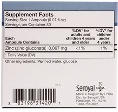 UNDA Gammadyn Zn ampoules pack highlights convenient trace element support.