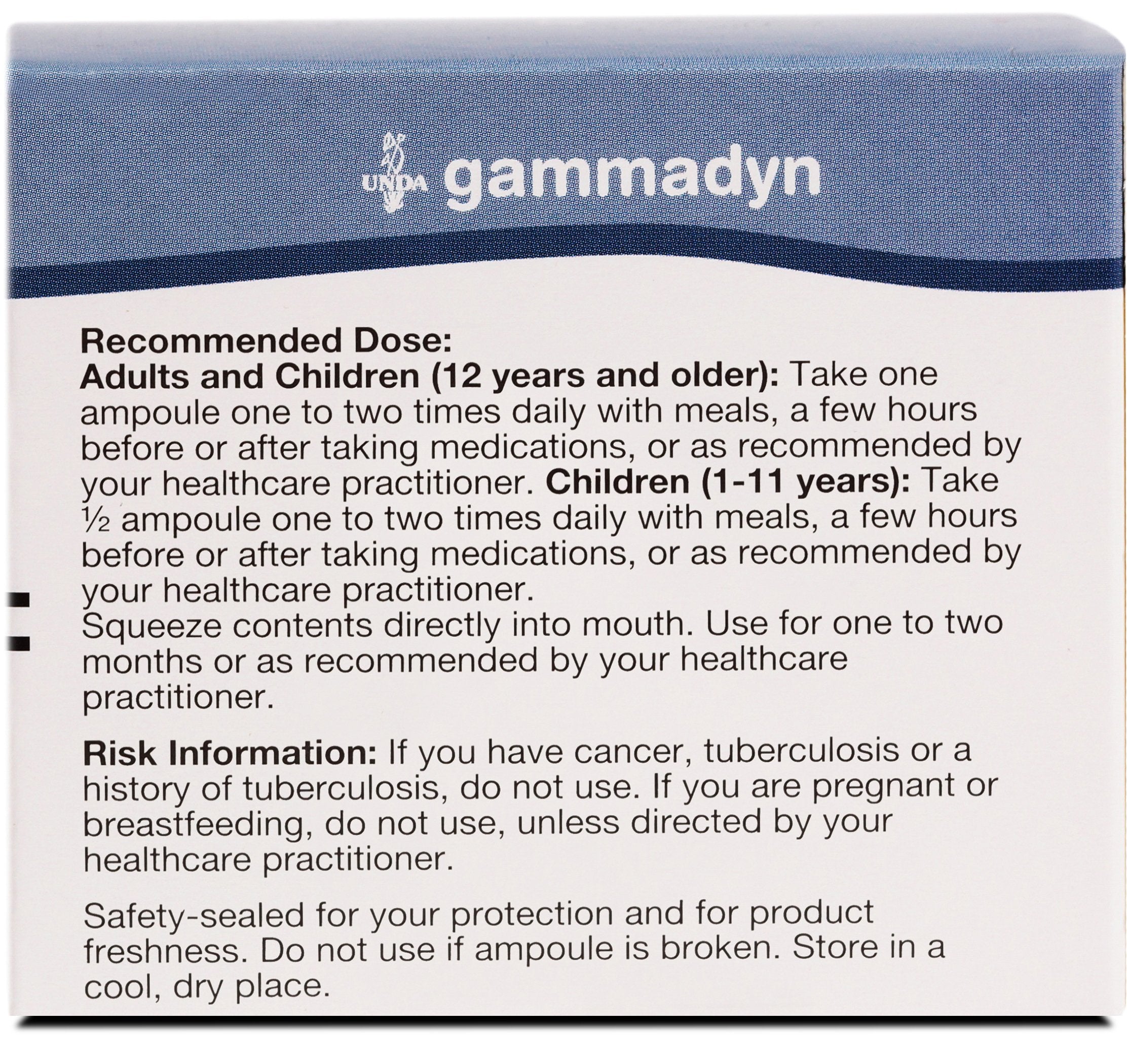 UNDA Gammadyn Zn label close-up reveals product details.