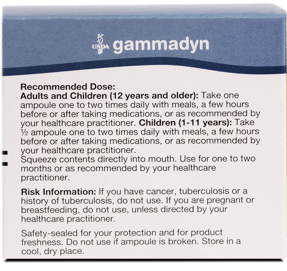 UNDA Gammadyn Zn label close-up reveals product details.