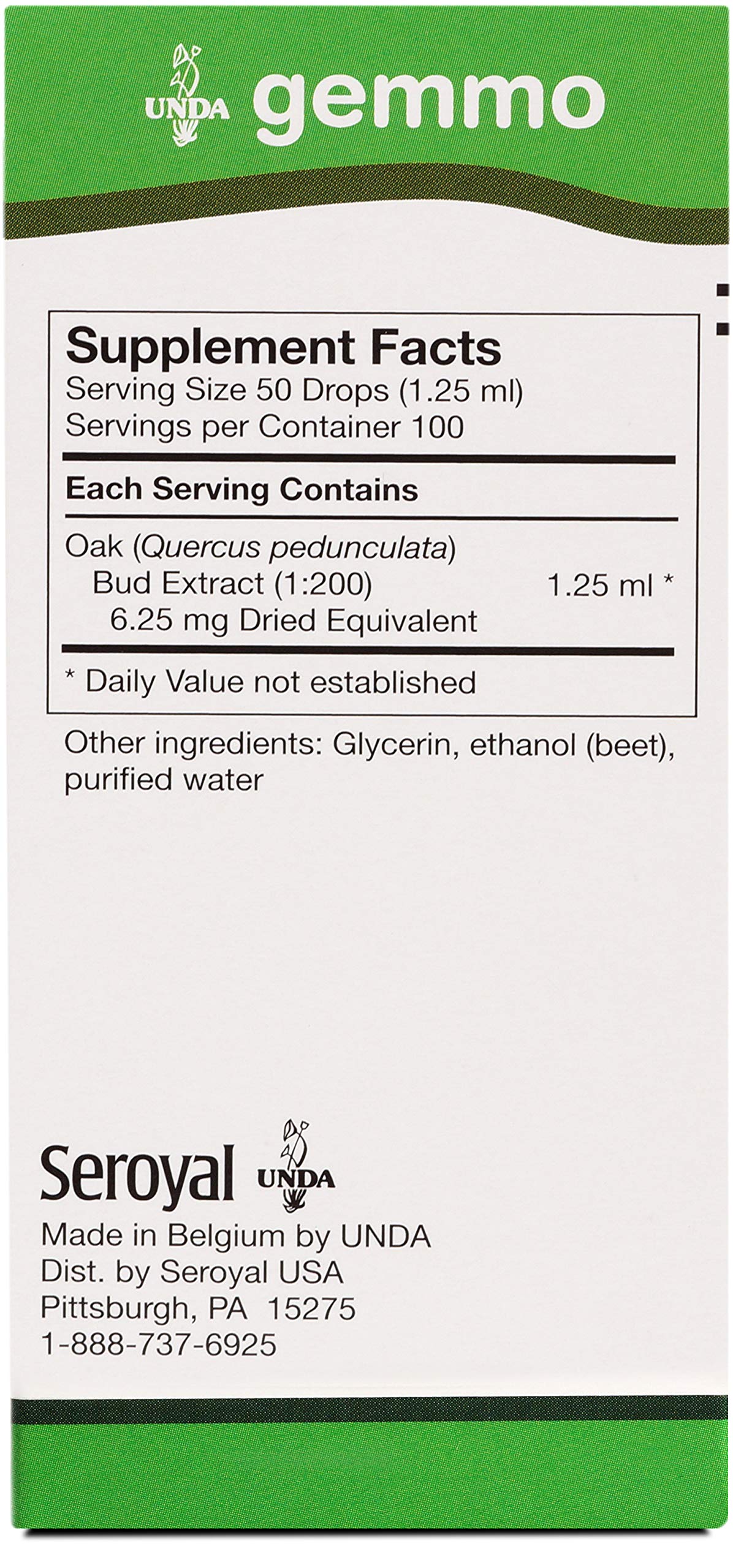 UNDA Gemmo Quercus Pedunculata label close-up showing biodynamic sourcing and ingredients