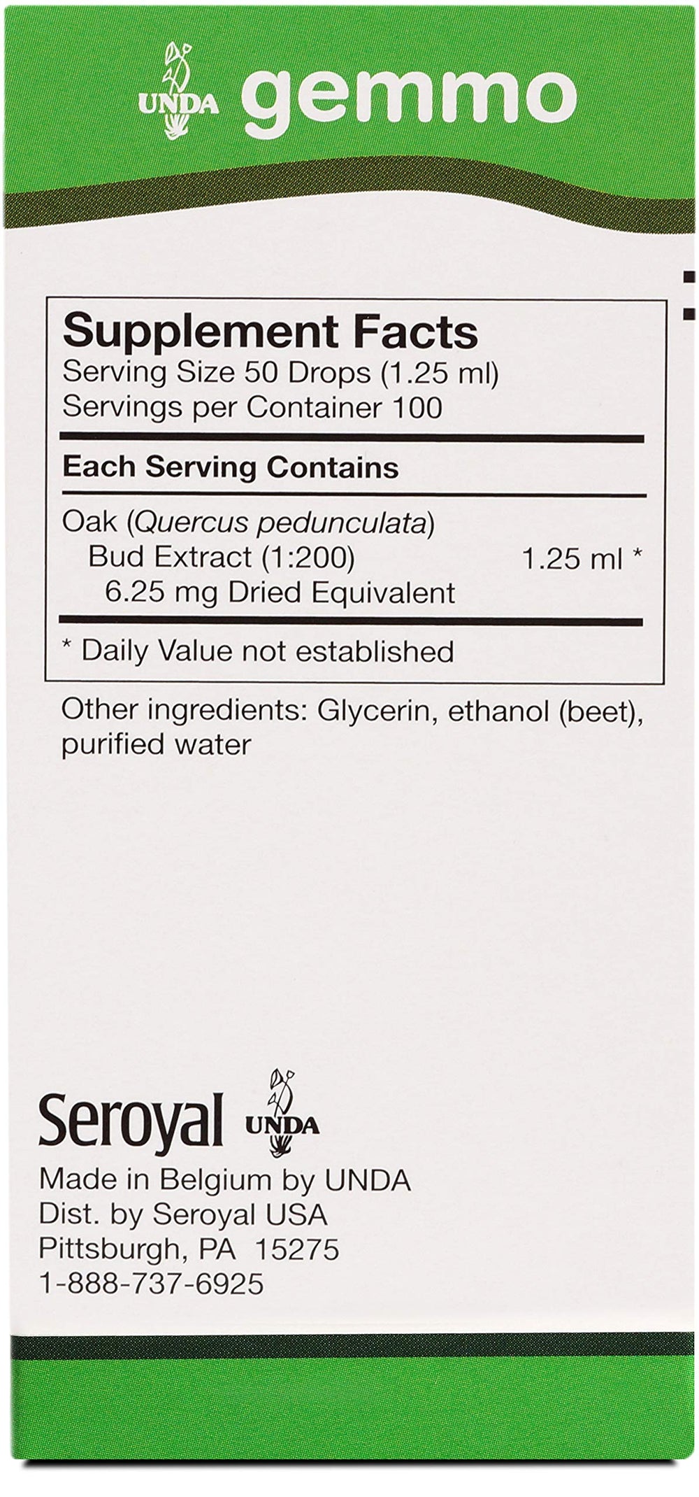 UNDA Gemmo Quercus Pedunculata label close-up showing biodynamic sourcing and ingredients