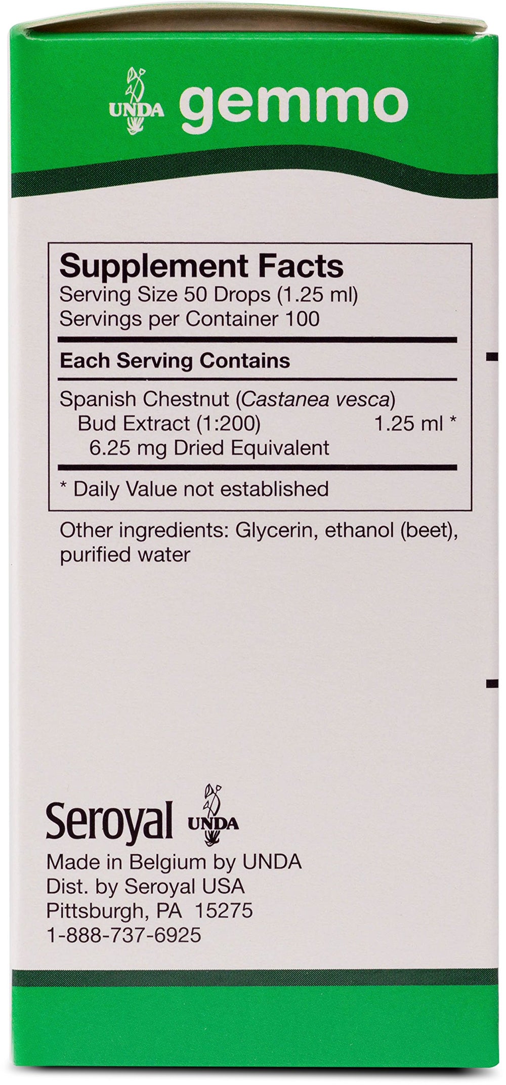 UNDA Gemmo Therapy Castanea Vesca label close-up suggesting traditional gemmotherapy lineage.