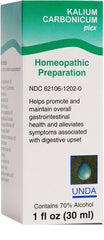 UNDA Kalium Carbonicum Plex bottle with label, convenient digestive support on the go.