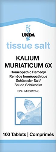 UNDA Kalium Muriaticum 6X tablets front view for skin support.
