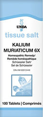 UNDA Kalium Muriaticum 6X tablets front view for skin support.