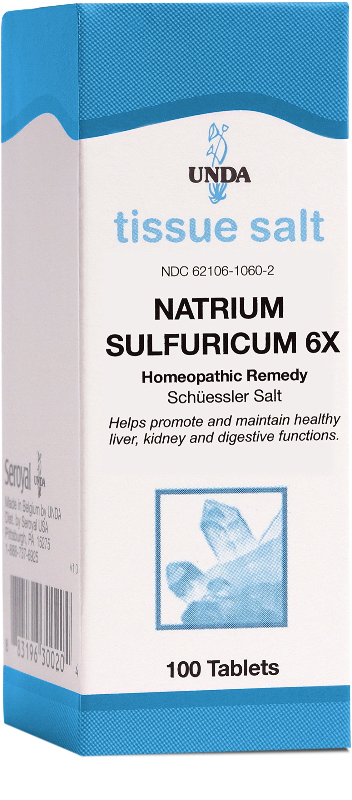 UNDA Natrium Sulfuricum 6X tablets in blister pack for occasional digestive support.