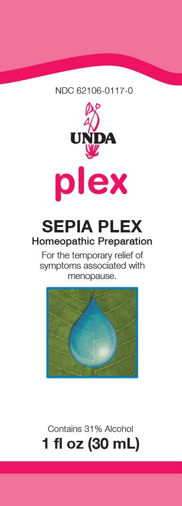 UNDA Sepia Plex bottle label for easy at-home use during hormonal shifts