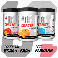 Undefined Nutrition CREATE BCAA/EAA+ Blue Raz mix in shaker for easy preparation.