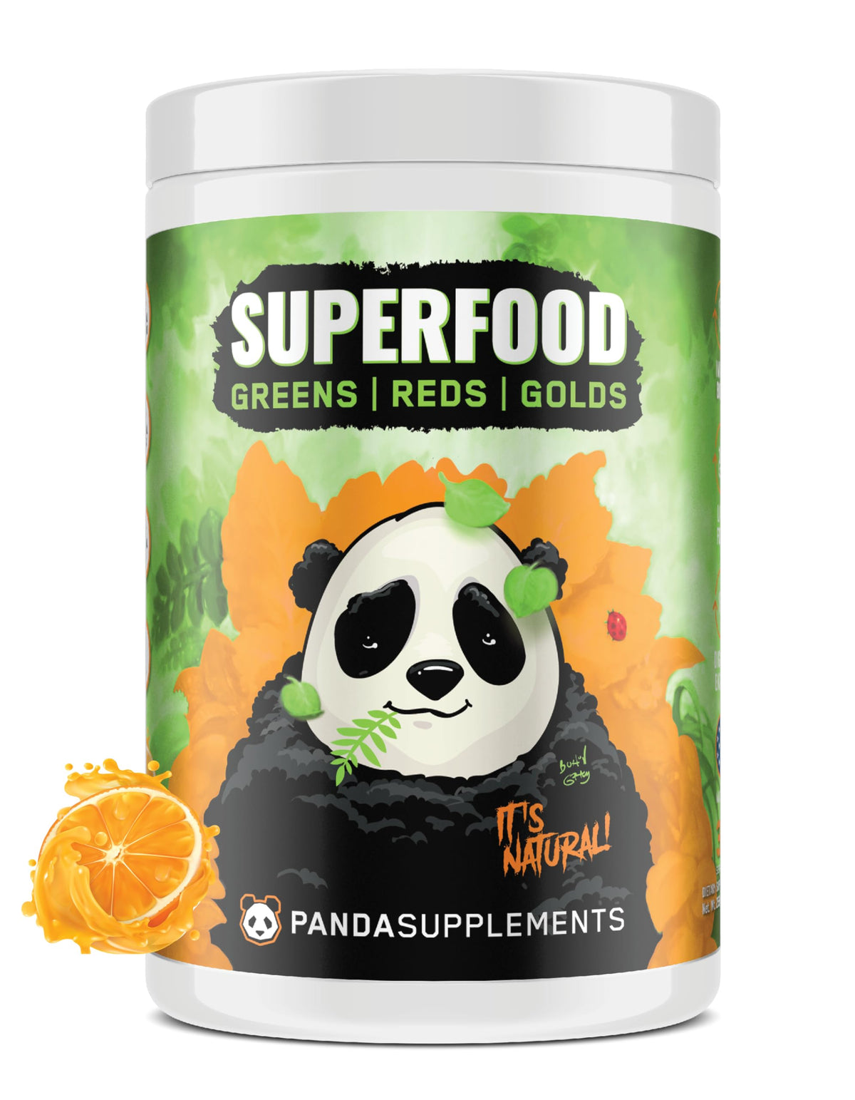 Underground Bio Labs Panda Supps greens tub front view for daily energy support