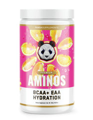Underground Bio Labs Panda Supps Aminos Pink Lemonade bottle boosts hydration during workouts.