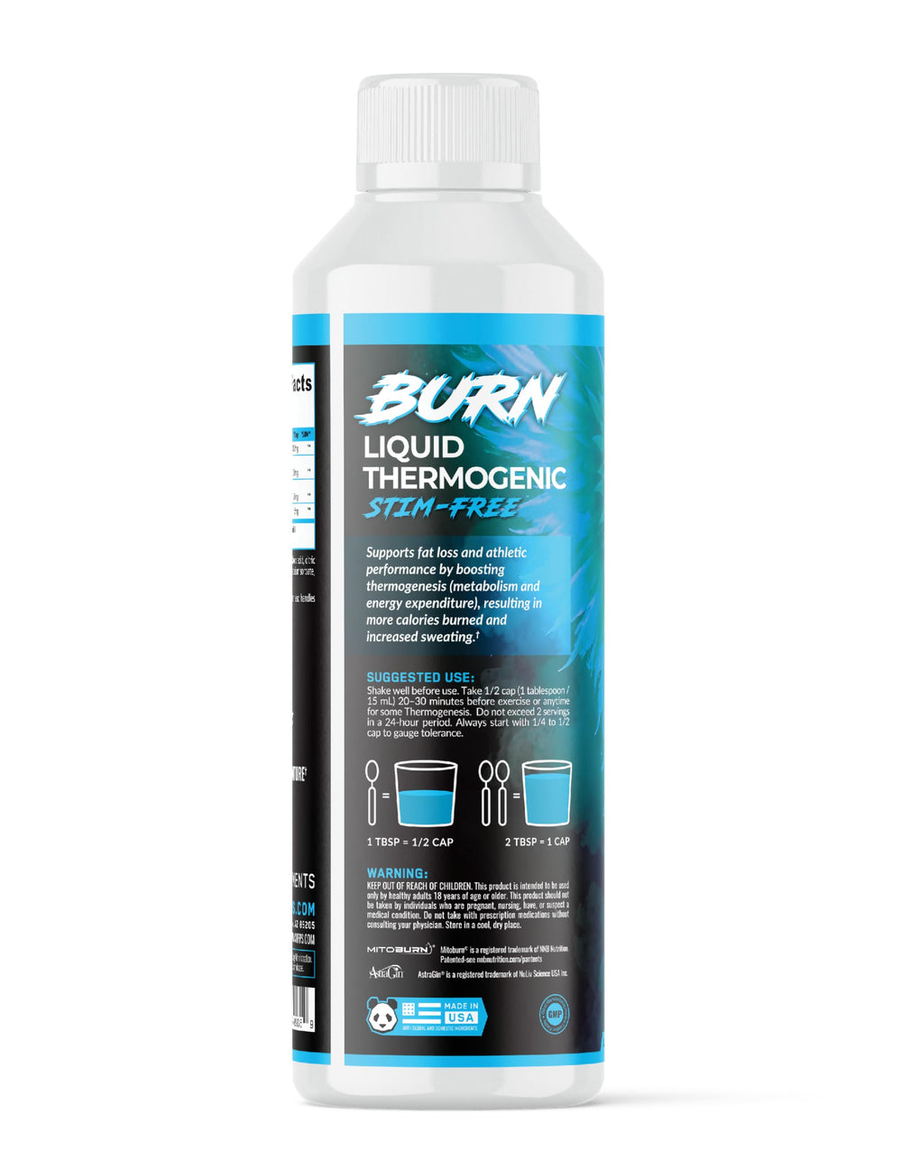 Panda Supps Liquid Burn pour showing convenient daily fat-burning option.