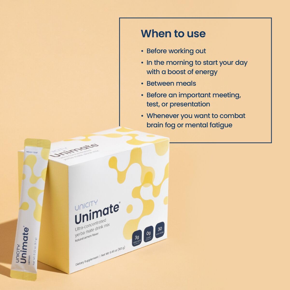 Unicity Feel Great System on kitchen counter for simple daily health ritual