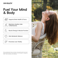 UniHealth Choline capsule beside VitaCholine formula for brain health.