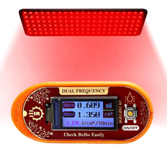 UNIHYK red light meter with dual-wavelength display shows 660nm and 850nm readings for accurate measurements.