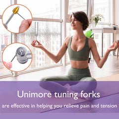 Unimore 256 Hz Yin tuning fork for tension relief during yoga.