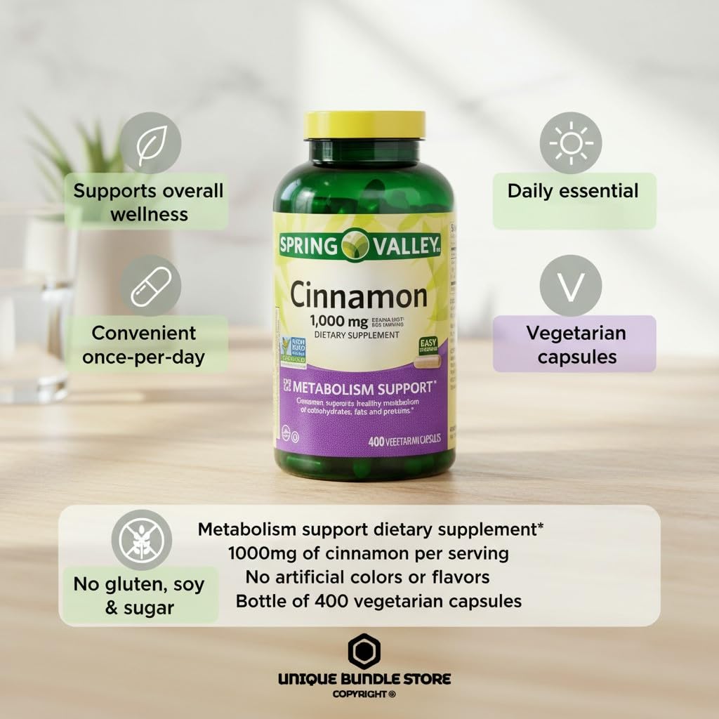 Unique Bundle Store cinnamon vegetarian capsules close-up supporting a plant-based wellness routine