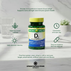 Unique Bundle Store Vitamin D3 200-count bottle signals long-lasting daily use.