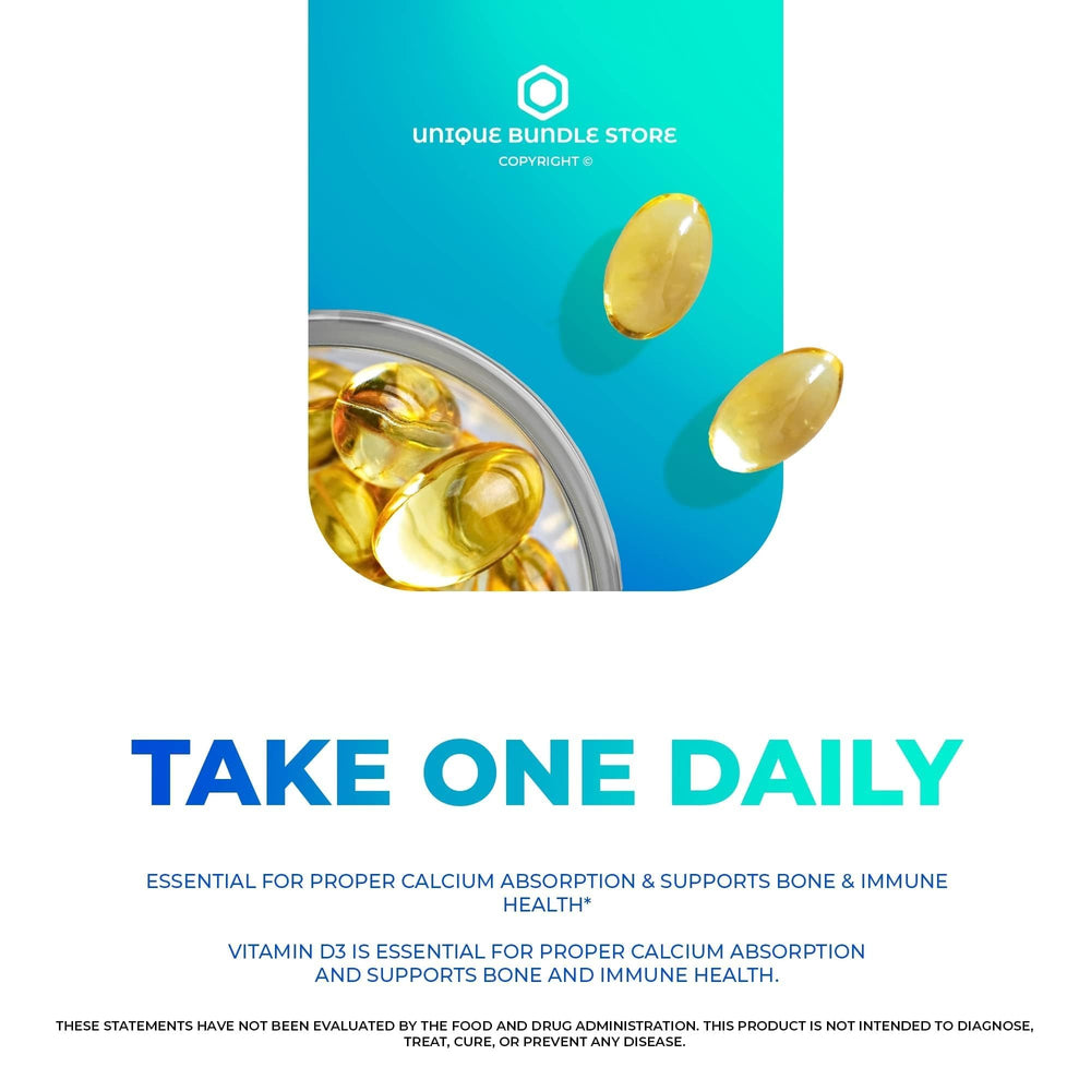 Unique Bundle Store Vitamin D3 daily use promotes consistent wellness routine
