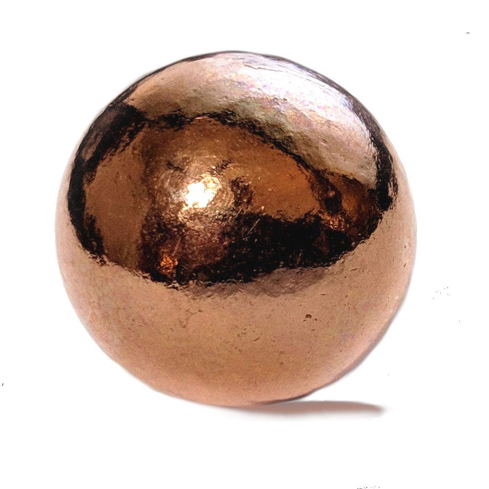Unique Metals Pure Copper Sphere 1-1-8 inch, full view, elegant energy focal point for any space.