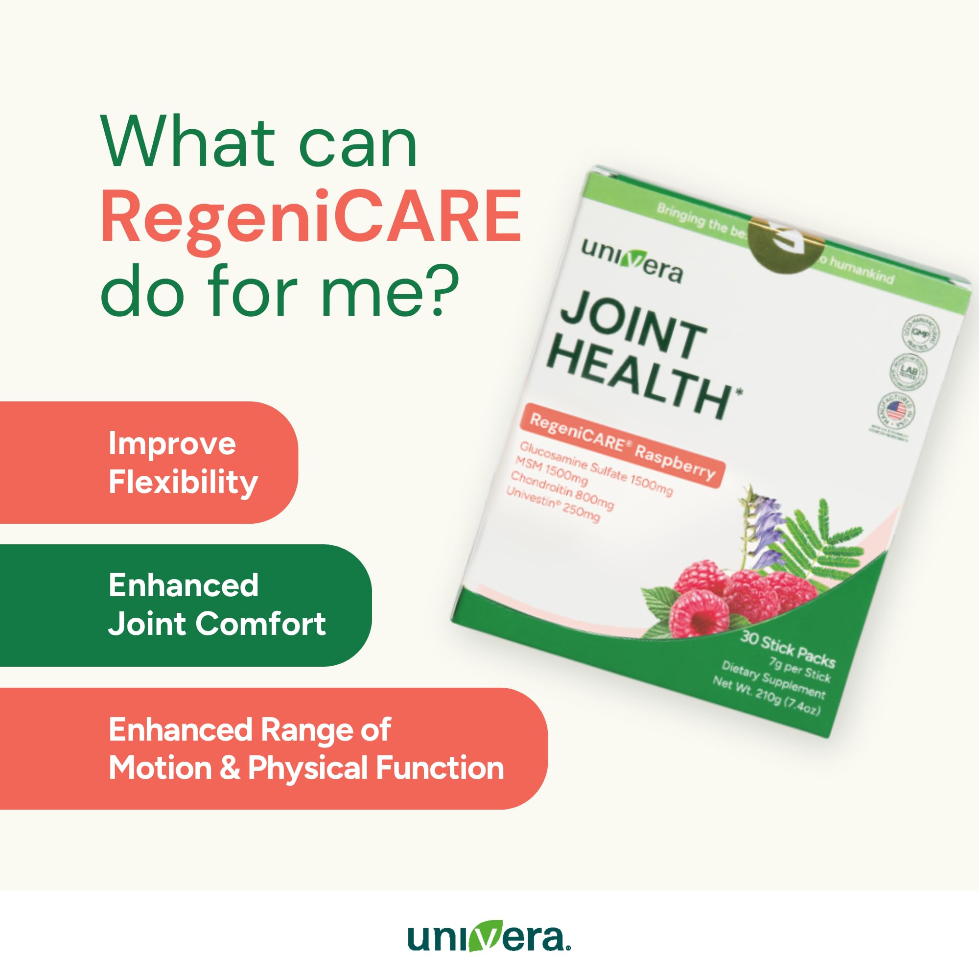 Univera bottle and label showcasing joint ingredients.