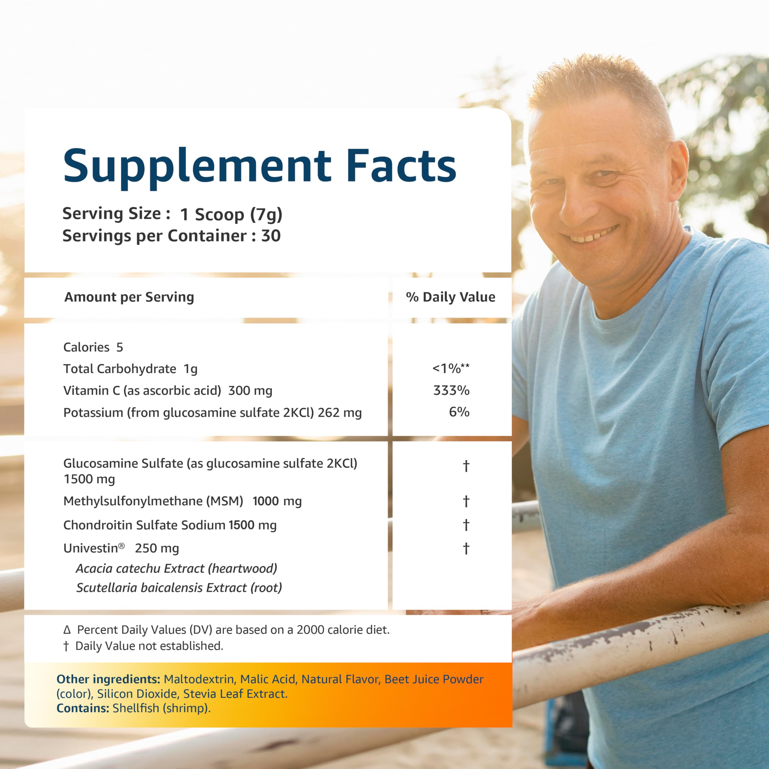 Univera RegeniCARE ingredients panel lists glucosamine, chondroitin and MSM