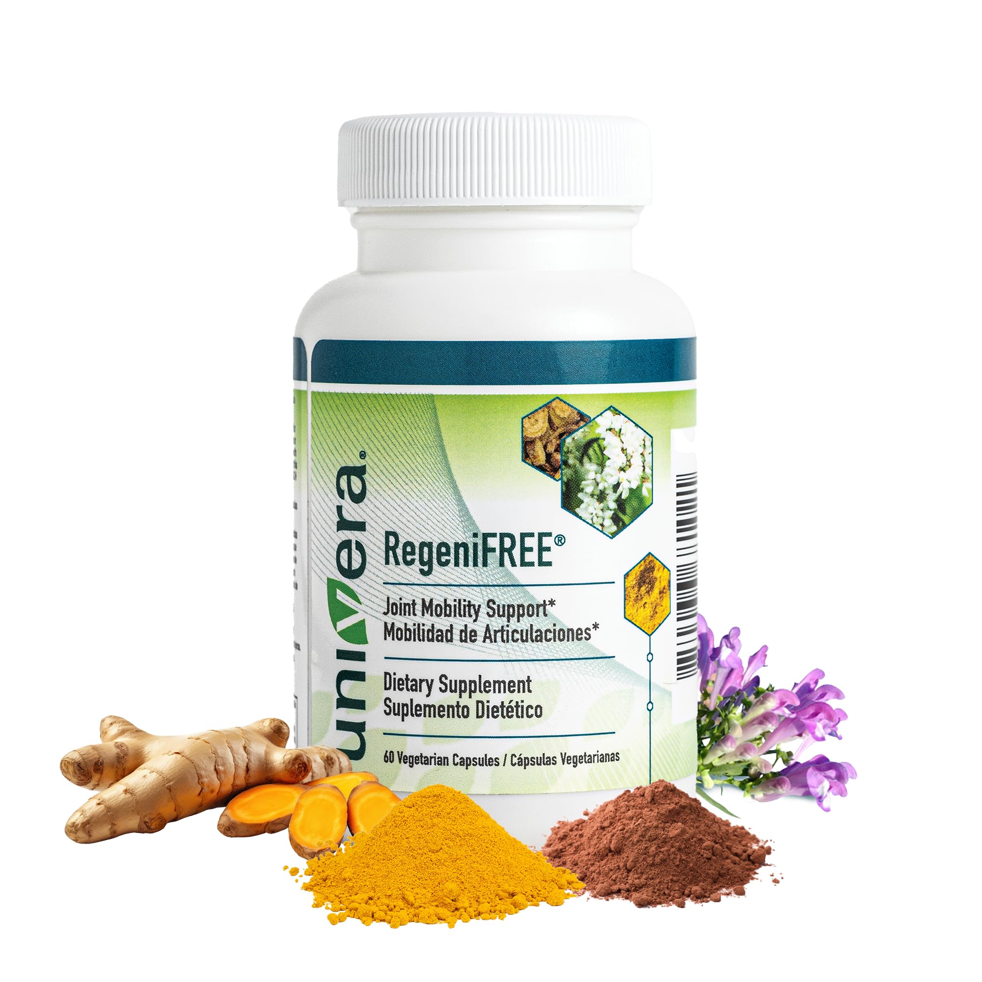 Univera RegeniFREE turmeric bottle showing convenient daily joint support.