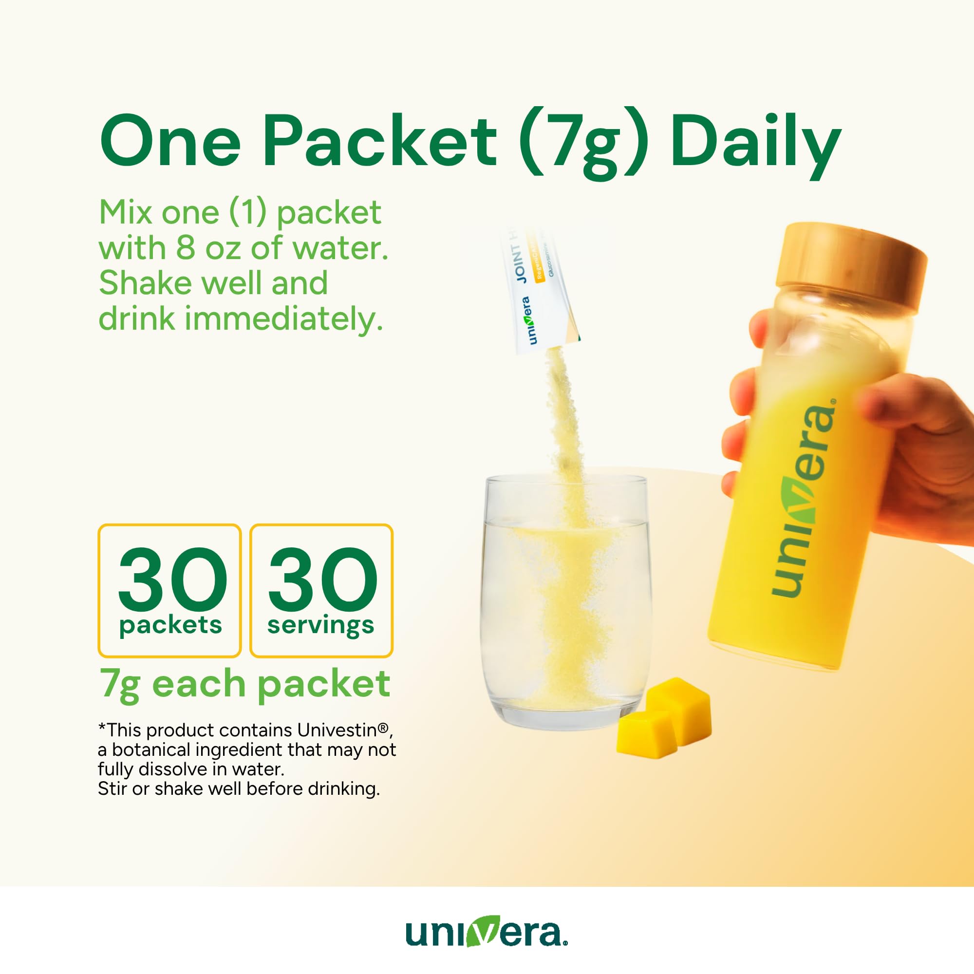 Univera packaging notes shellfish-derived ingredients for allergy awareness.