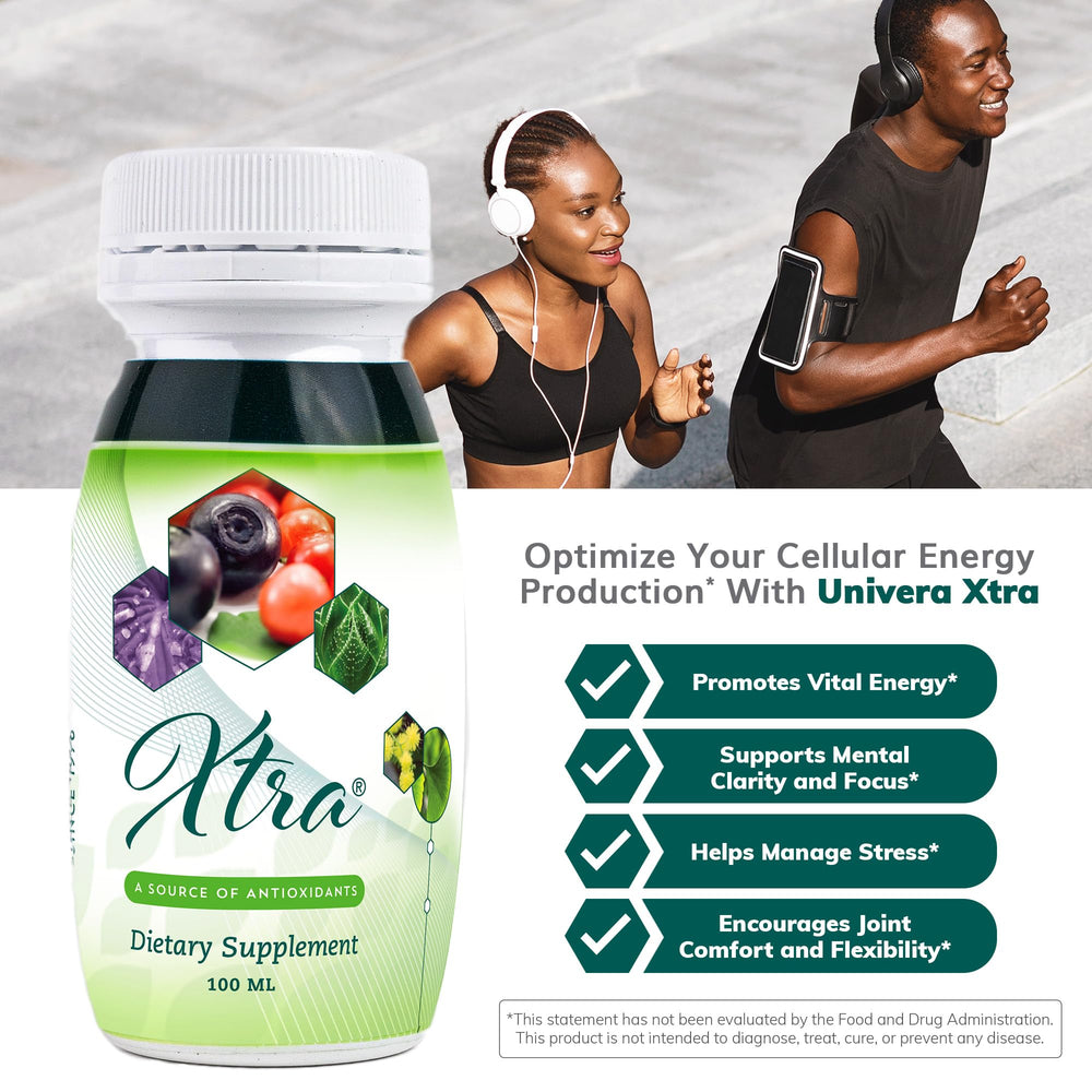 Univera Xtra Minis day-use setup demonstrates simple, quick consumption during busy days.