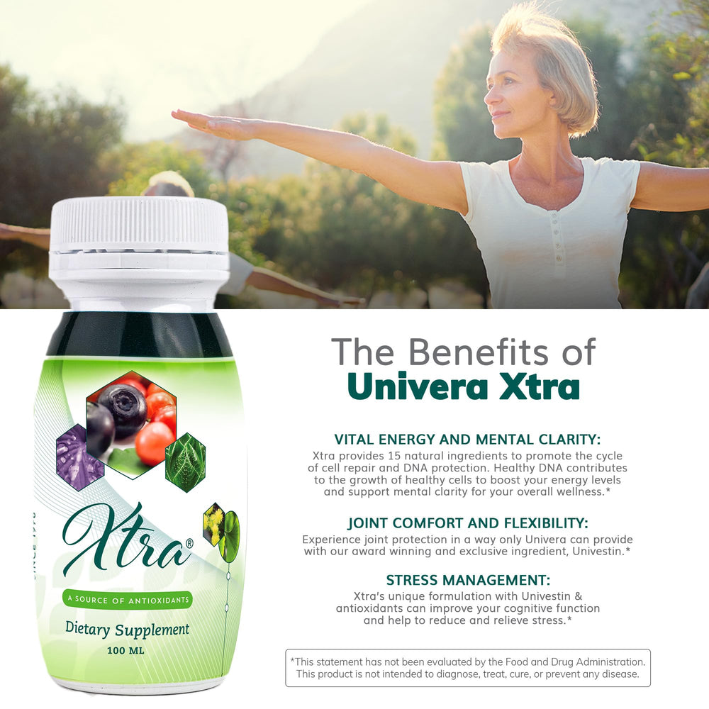 Univera Xtra Minis stress-relief workspace image suggests calm focus amid demands.