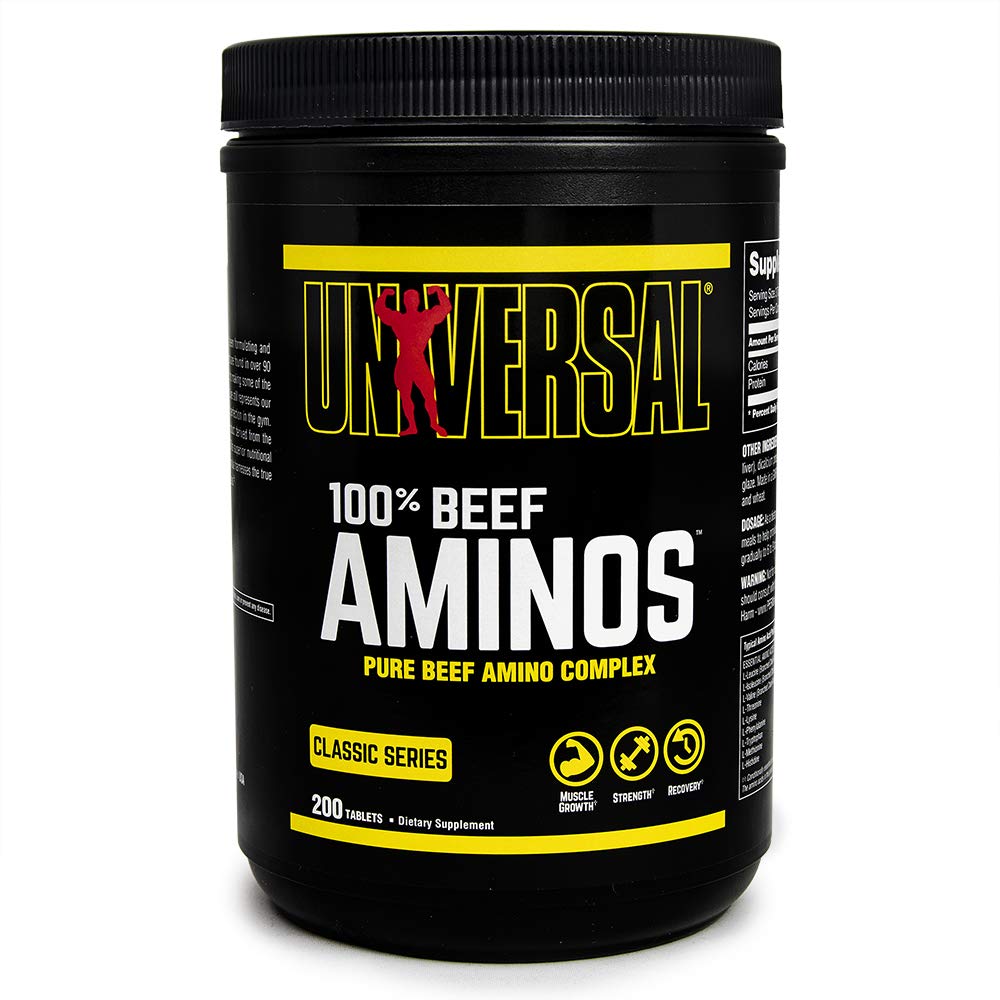Universal Nutrition Beef Aminos bottle with convenient post-workout tablets