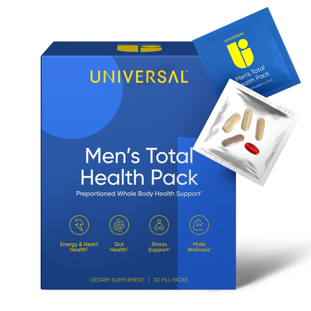 Universal U men's total health pack front view promotes daily energy and focus